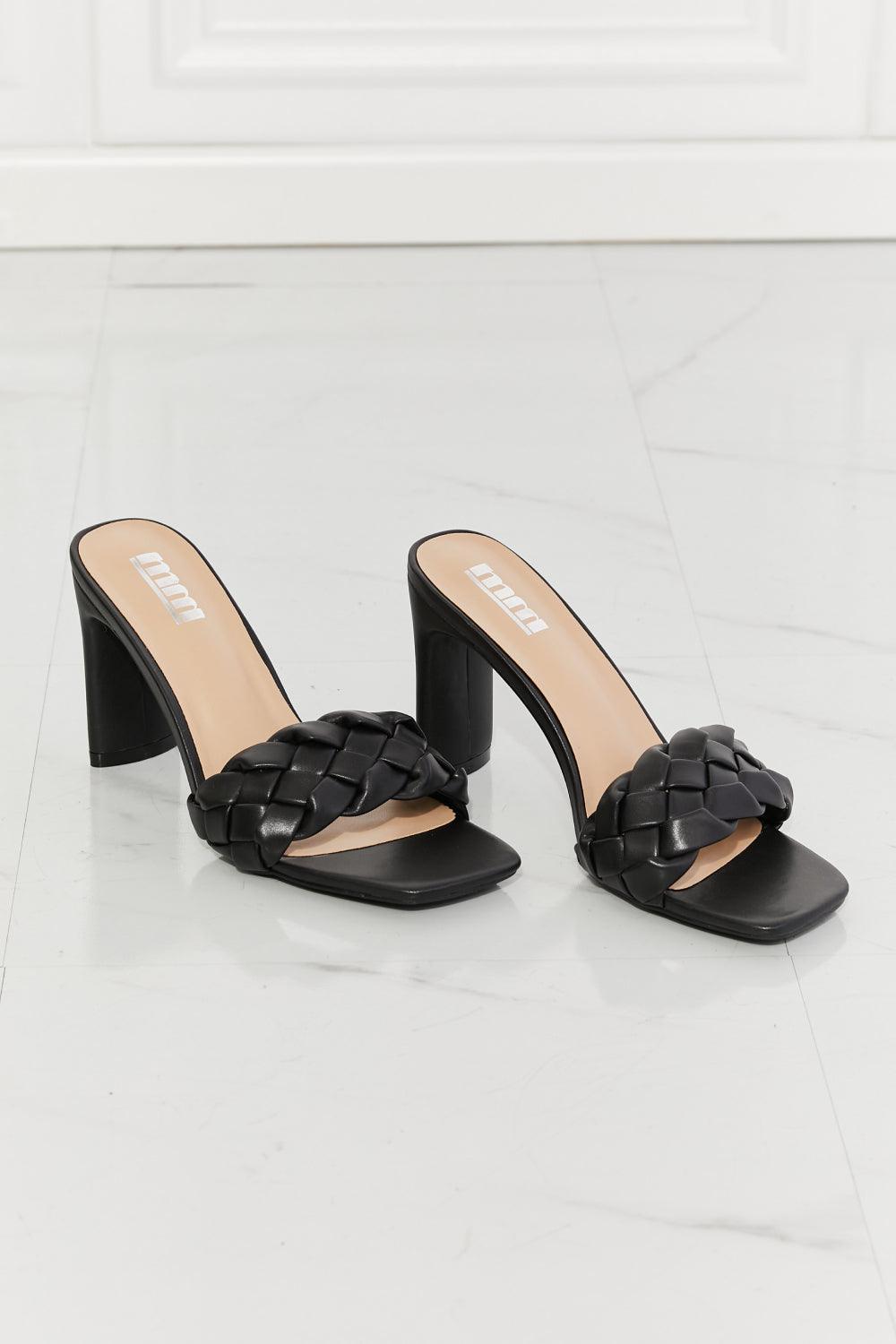 MMShoes Top of the World Braided Block Heel Sandals in Black - SHANKARA CHÉRIE