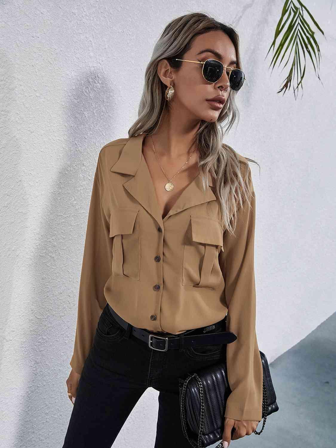 Collared Neck Button Down Shirt - SHANKARA CHÉRIE