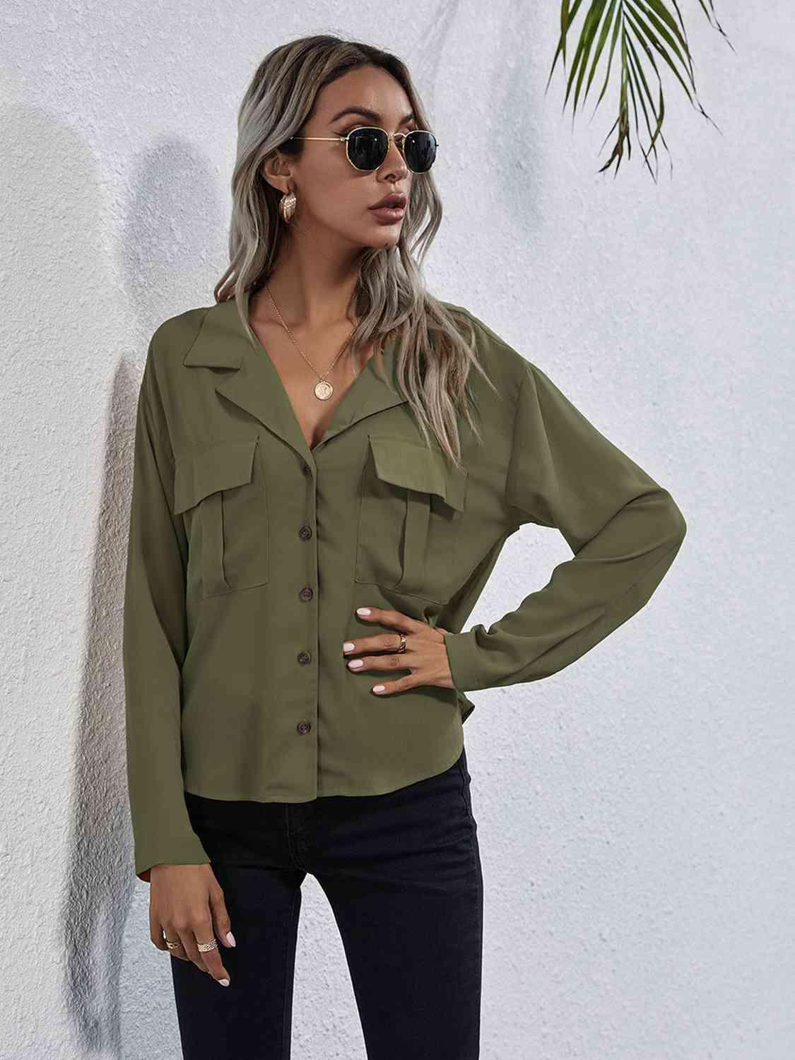 Collared Neck Button Down Shirt - SHANKARA CHÉRIE