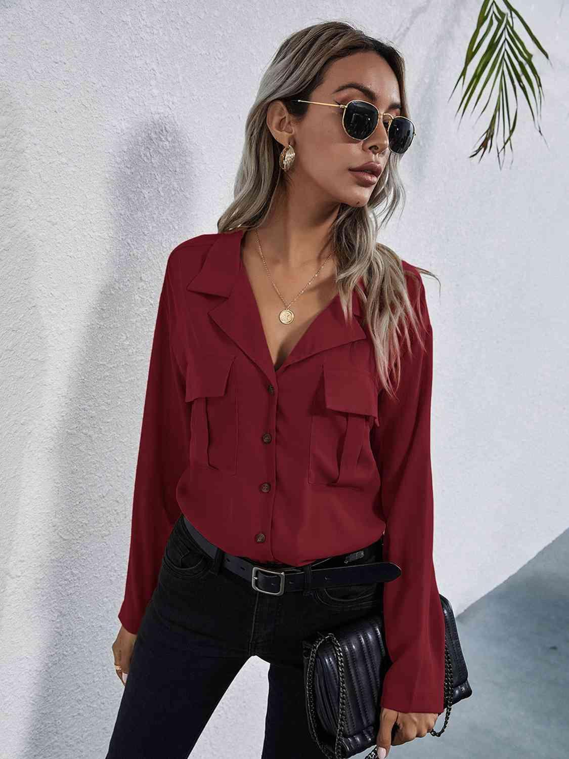 Collared Neck Button Down Shirt - SHANKARA CHÉRIE