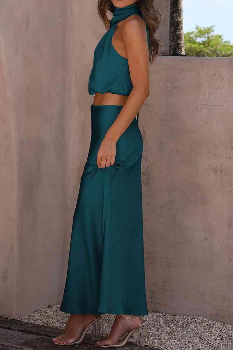 Cropped Turtle Neck Tank Top and Maxi Skirt Set - SHANKARA CHÉRIE