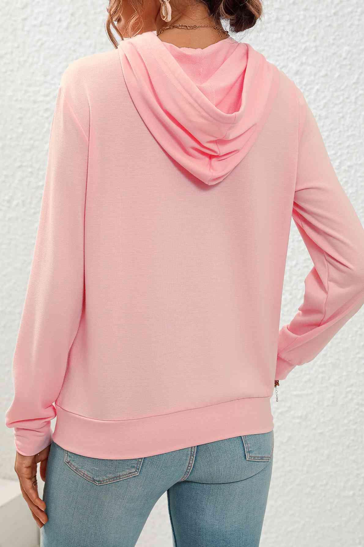 Drawstring Long Sleeve Hoodie with Pocket - SHANKARA CHÉRIE