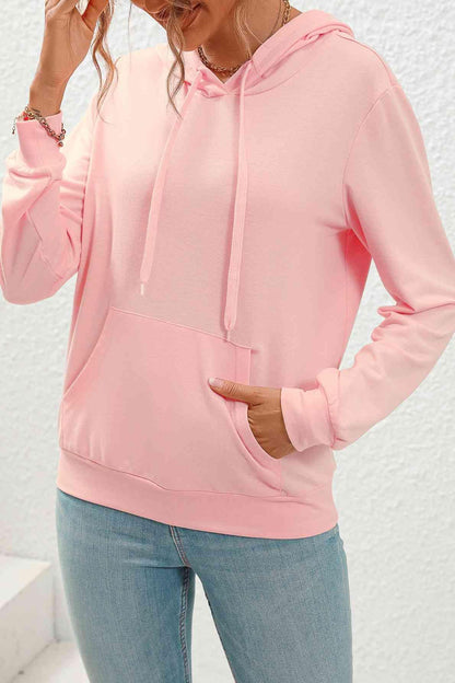 Drawstring Long Sleeve Hoodie with Pocket - SHANKARA CHÉRIE