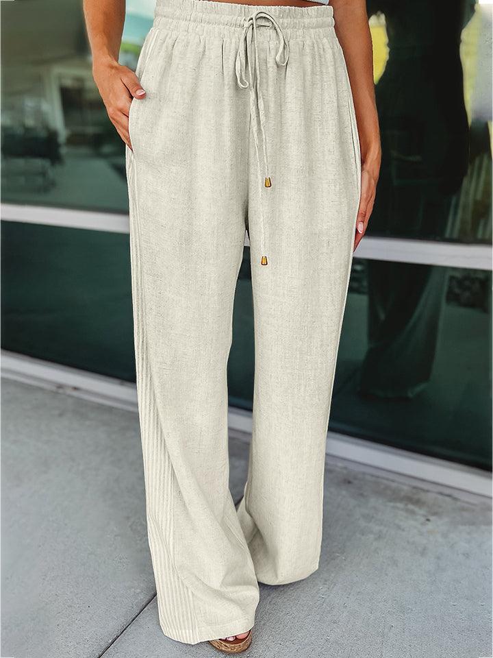 Drawstring Wide Leg Pants - SHANKARA CHÉRIE