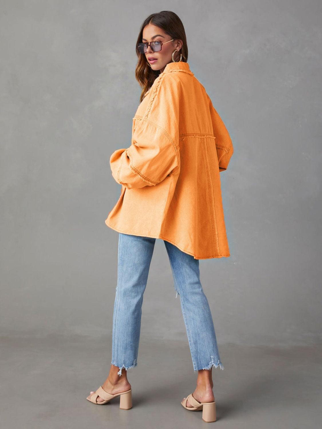 Dropped Shoulder Raw Hem Jacket - SHANKARA CHÉRIE