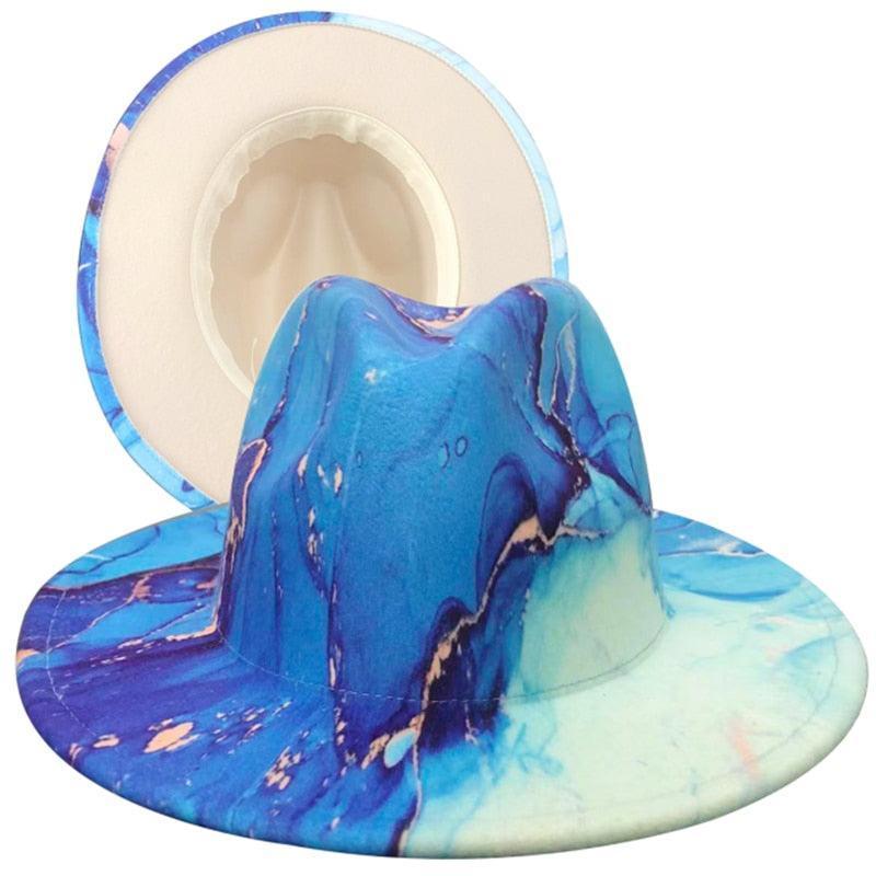 Fedora Wide Brim Tie Dye and Marble Hats.