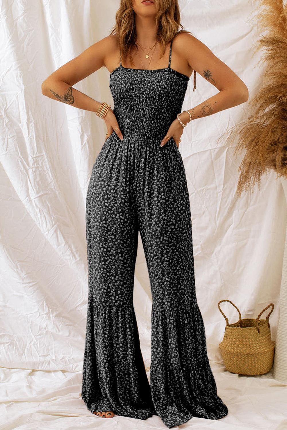 Floral Spaghetti Strap Wide Leg Jumpsuit - SHANKARA CHÉRIE