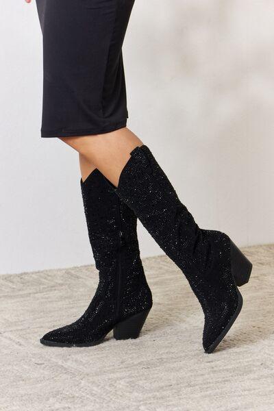 Forever Link Rhinestone Knee High Cowboy Boots - SHANKARA CHÉRIE