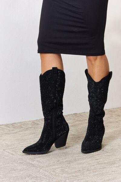 Forever Link Rhinestone Knee High Cowboy Boots - SHANKARA CHÉRIE