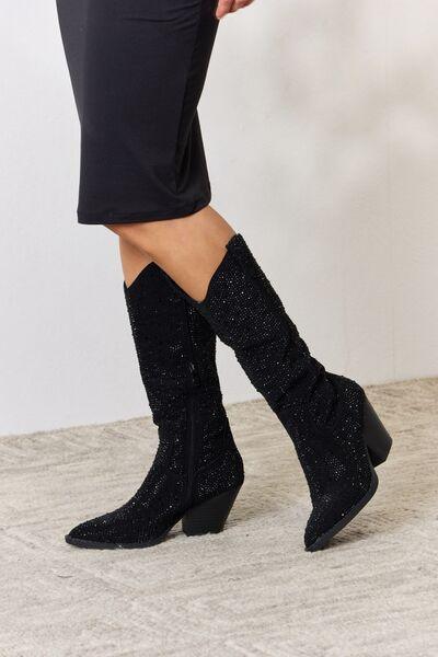 Forever Link Rhinestone Knee High Cowboy Boots - SHANKARA CHÉRIE