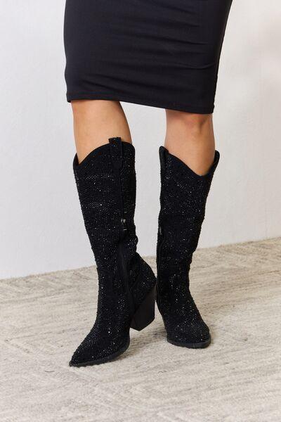 Forever Link Rhinestone Knee High Cowboy Boots - SHANKARA CHÉRIE