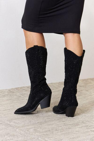 Forever Link Rhinestone Knee High Cowboy Boots - SHANKARA CHÉRIE