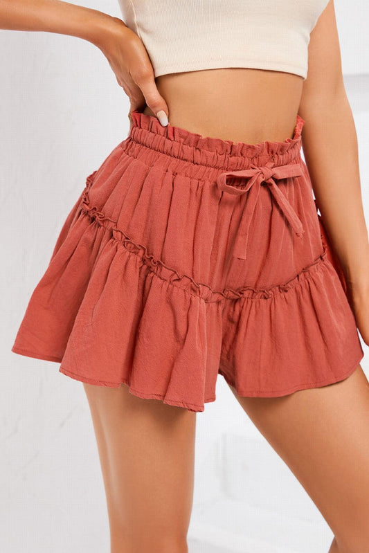 Frill Trim Tie Waist Shorts - SHANKARA CHÉRIE