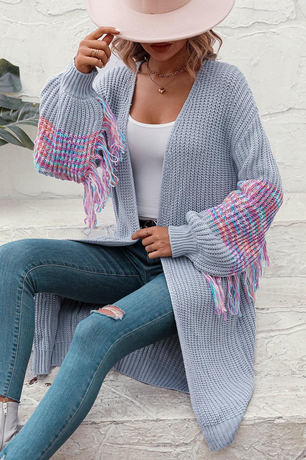 Fringe Sleeve Dropped Shoulder Cardigan - SHANKARA CHÉRIE