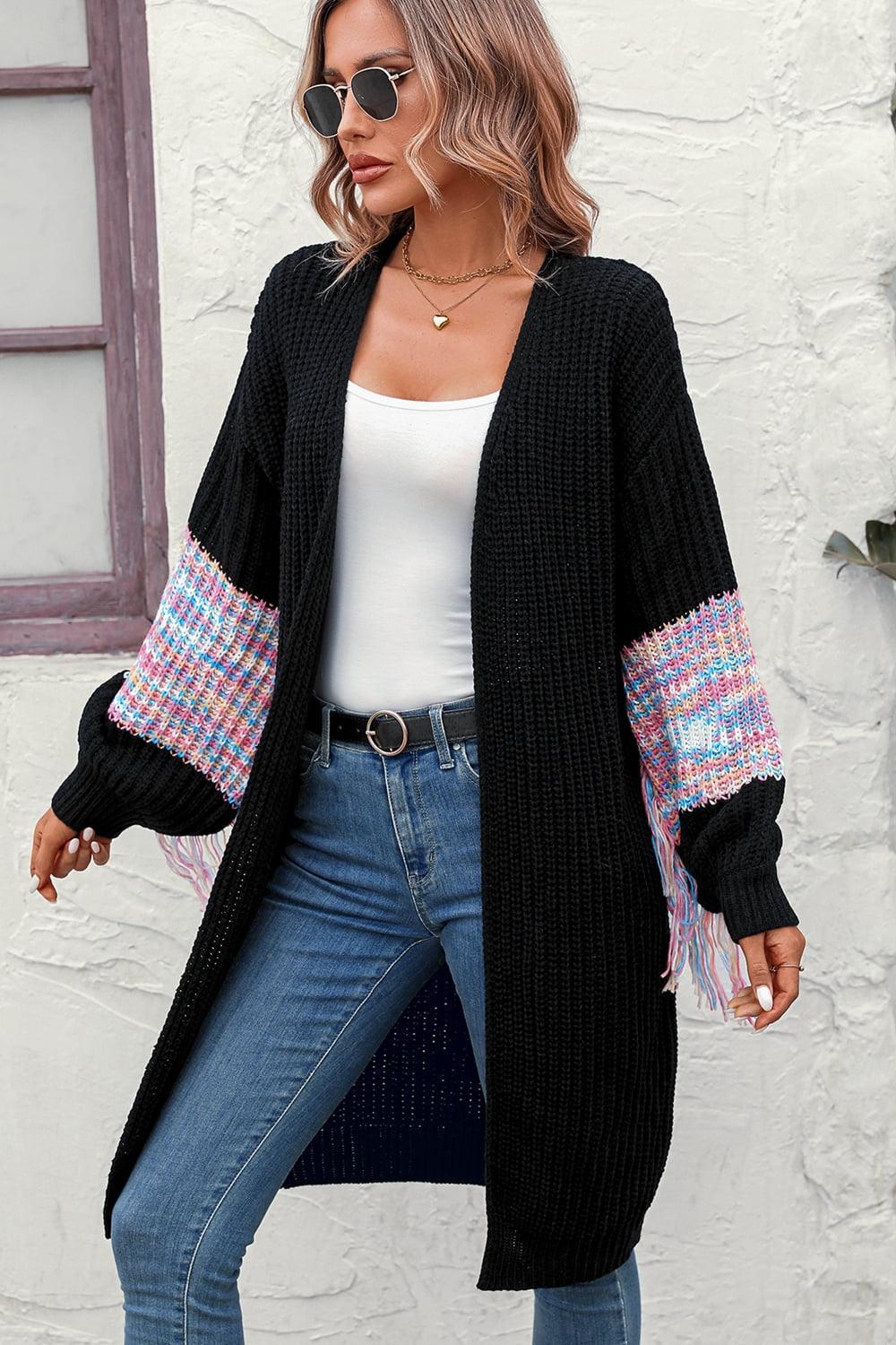 Fringe Sleeve Dropped Shoulder Cardigan - SHANKARA CHÉRIE