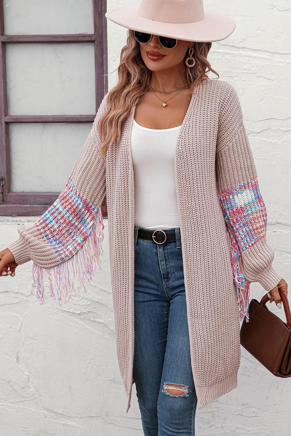 Fringe Sleeve Dropped Shoulder Cardigan - SHANKARA CHÉRIE