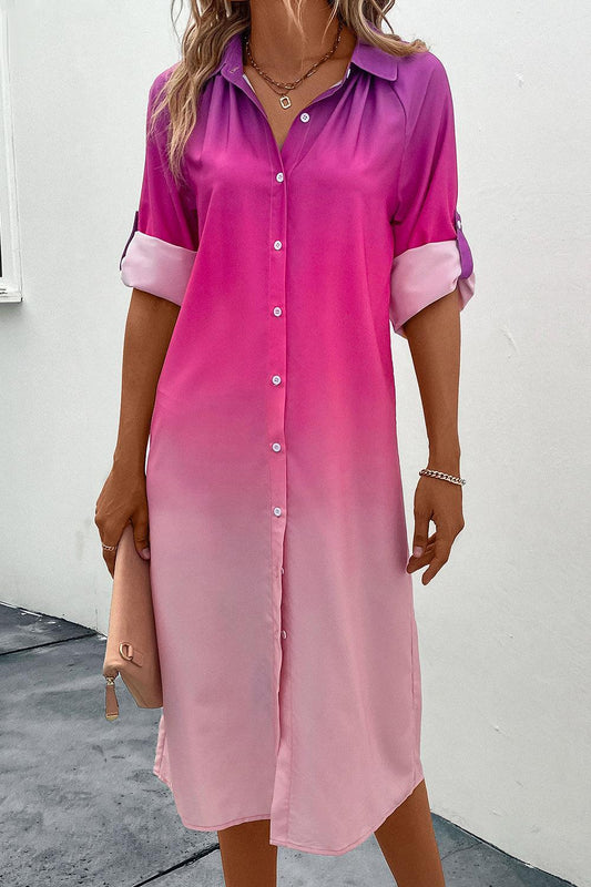 Gradient Long Sleeve Shirt Dress - SHANKARA CHÉRIE