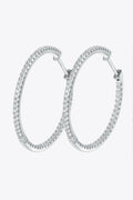 Inlaid Moissanite 925 Sterling Silver Hoop Earrings.