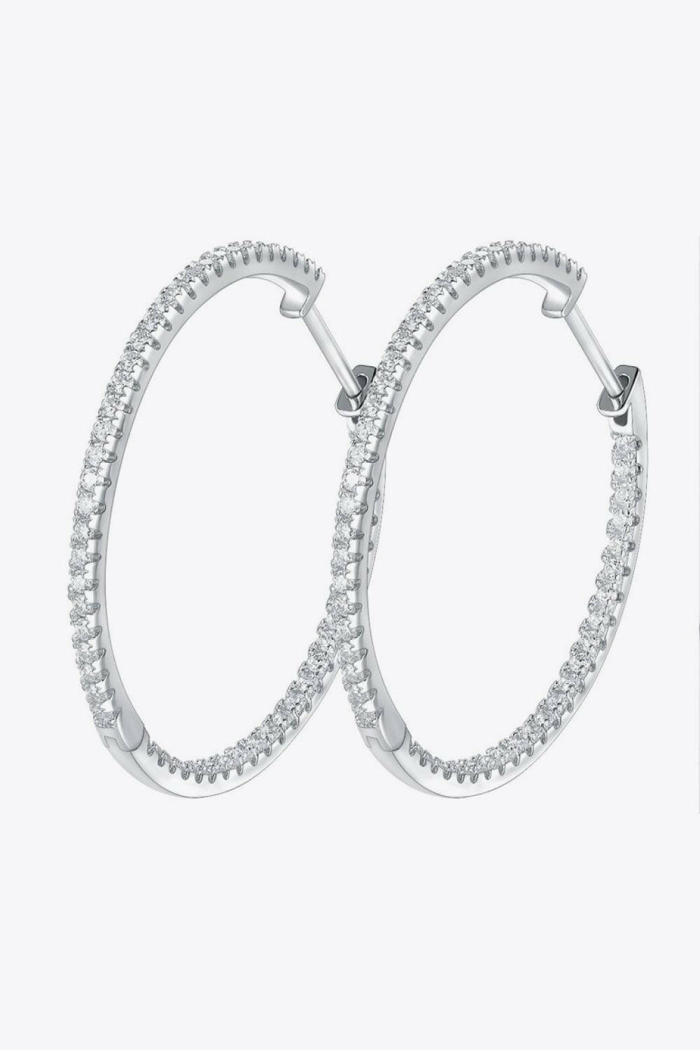 Inlaid Moissanite 925 Sterling Silver Hoop Earrings - SHANKARA CHERIE