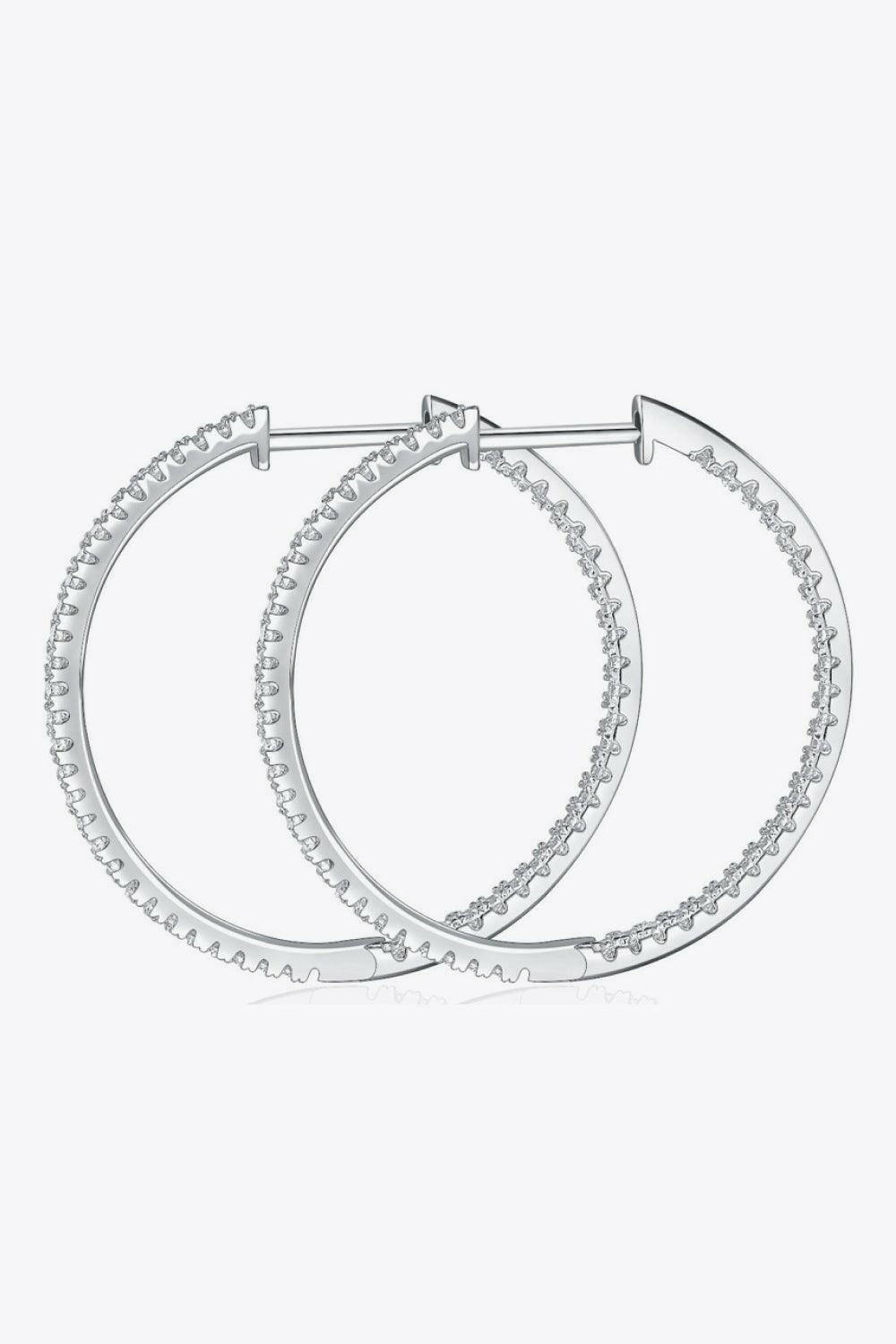 Inlaid Moissanite 925 Sterling Silver Hoop Earrings - SHANKARA CHERIE