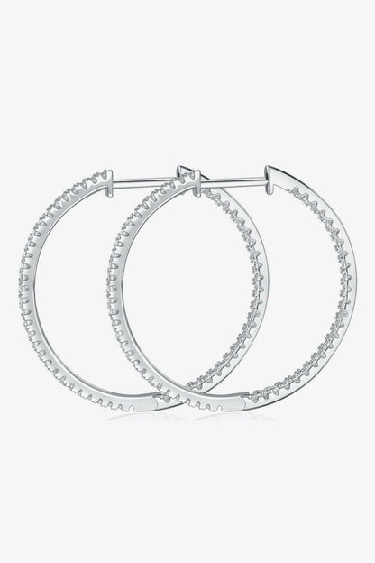 Inlaid Moissanite 925 Sterling Silver Hoop Earrings - SHANKARA CHERIE