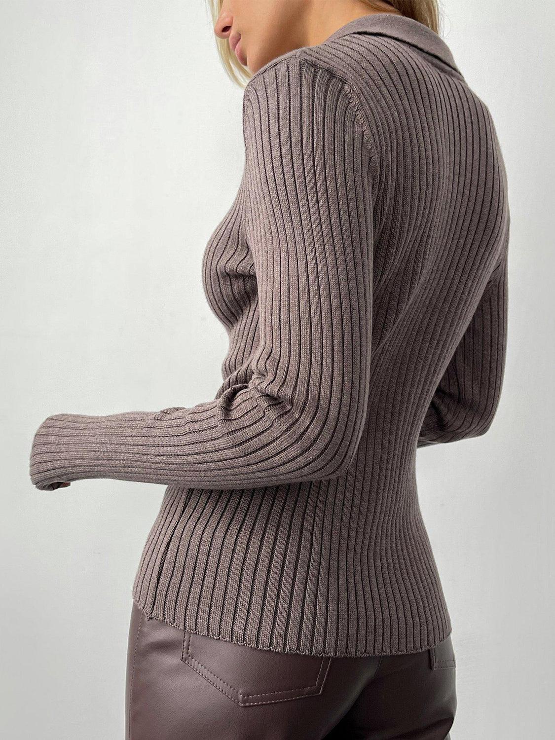 Johnny Collar Rib-Knit Top - SHANKARA CHÉRIE