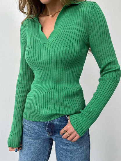 Johnny Collar Rib-Knit Top - SHANKARA CHÉRIE