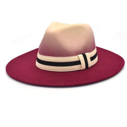 Large Brim Fedora Wool Ribbon Ombré Panama - SHANKARA CHÉRIE