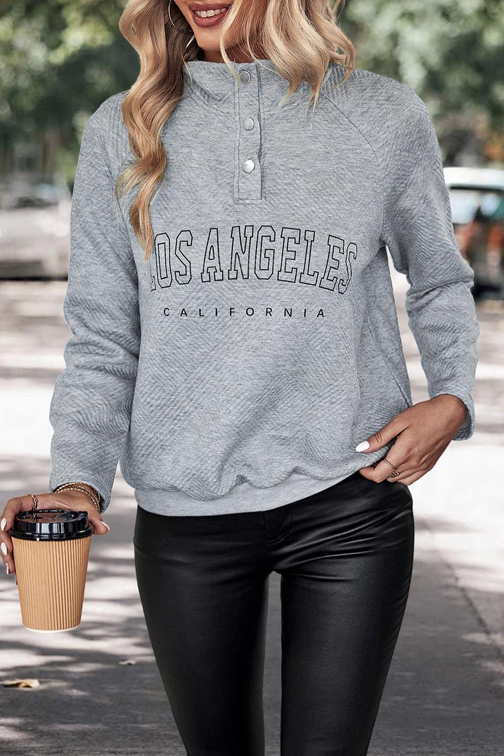 LOS ANGELES CALIFORNIA Graphic Quarter-Snap Sweatshirt - SHANKARA CHÉRIE