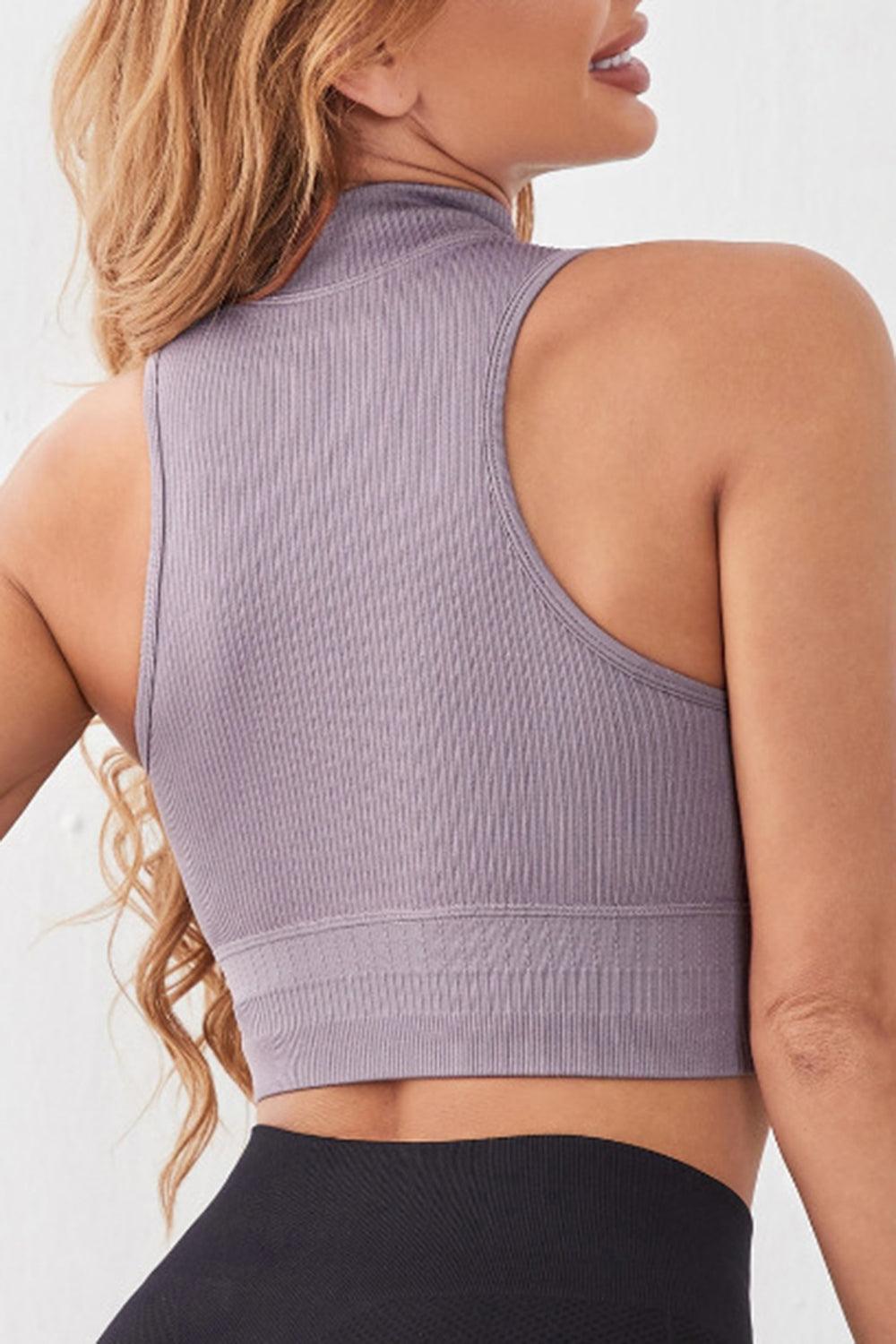 Mock Neck Ribbed Sports Tank - SHANKARA CHÉRIE