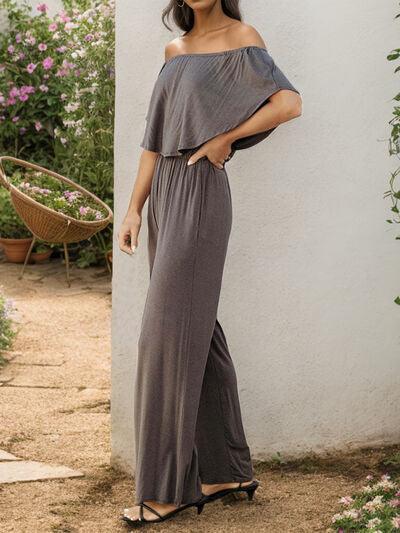 Off-Shoulder Wide Leg Jumpsuit - SHANKARA CHÉRIE