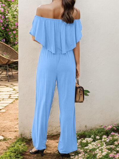 Off-Shoulder Wide Leg Jumpsuit - SHANKARA CHÉRIE