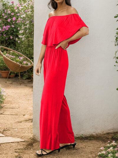 Off-Shoulder Wide Leg Jumpsuit - SHANKARA CHÉRIE