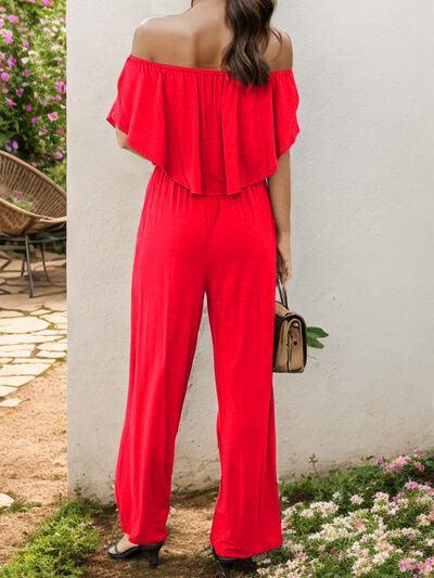 Off-Shoulder Wide Leg Jumpsuit - SHANKARA CHÉRIE