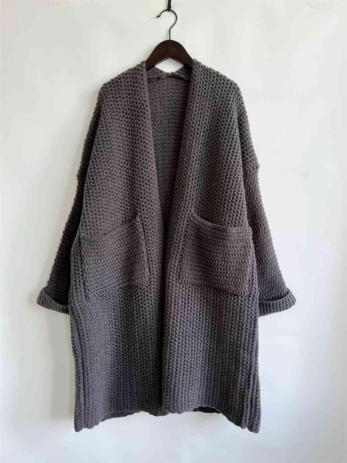 Open Front Long Sleeve Cardigan with Pockets - SHANKARA CHÉRIE