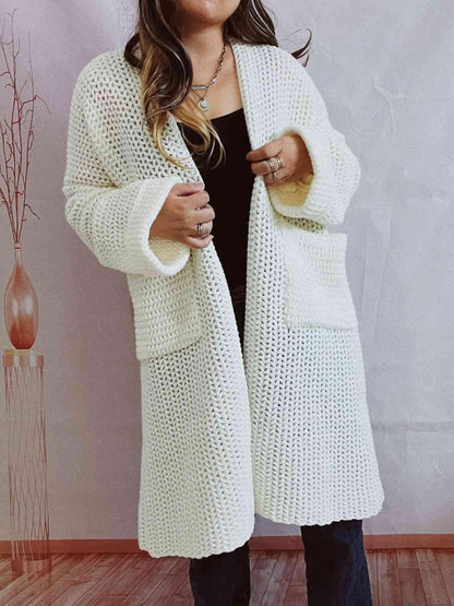 Open Front Long Sleeve Cardigan with Pockets - SHANKARA CHÉRIE