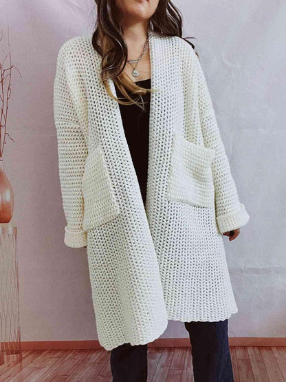 Open Front Long Sleeve Cardigan with Pockets - SHANKARA CHÉRIE