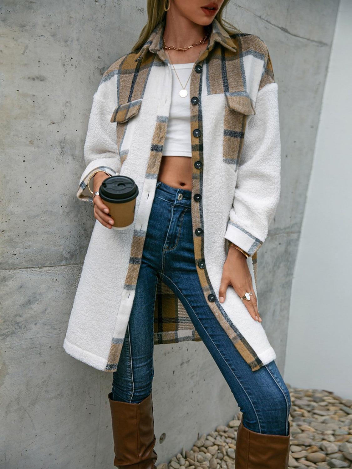 Plaid Dropped Shoulder Longline Coat - SHANKARA CHÉRIE