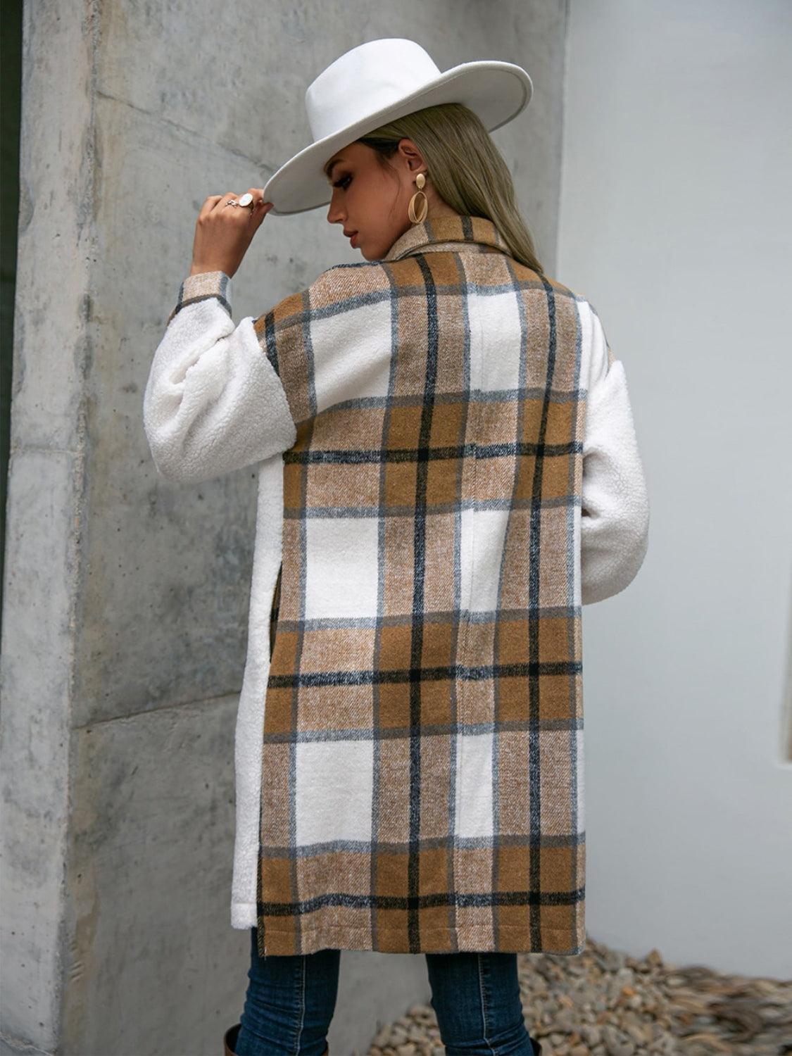 Plaid Dropped Shoulder Longline Coat - SHANKARA CHÉRIE