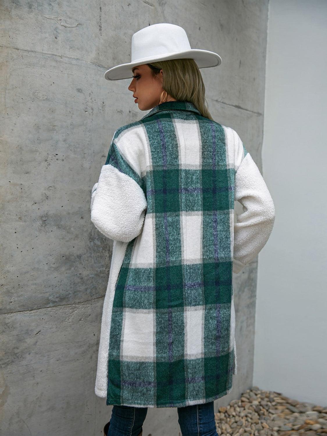 Plaid Dropped Shoulder Longline Coat - SHANKARA CHÉRIE