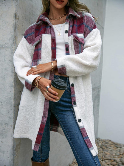 Plaid Dropped Shoulder Longline Coat - SHANKARA CHÉRIE