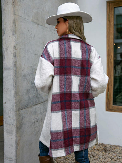 Plaid Dropped Shoulder Longline Coat - SHANKARA CHÉRIE