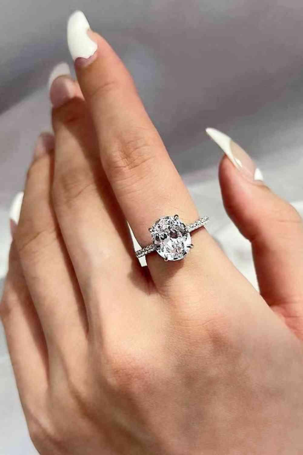 Platinum-Plated Side Stone 2 Carat Moissanite Ring - SHANKARA CHÉRIE