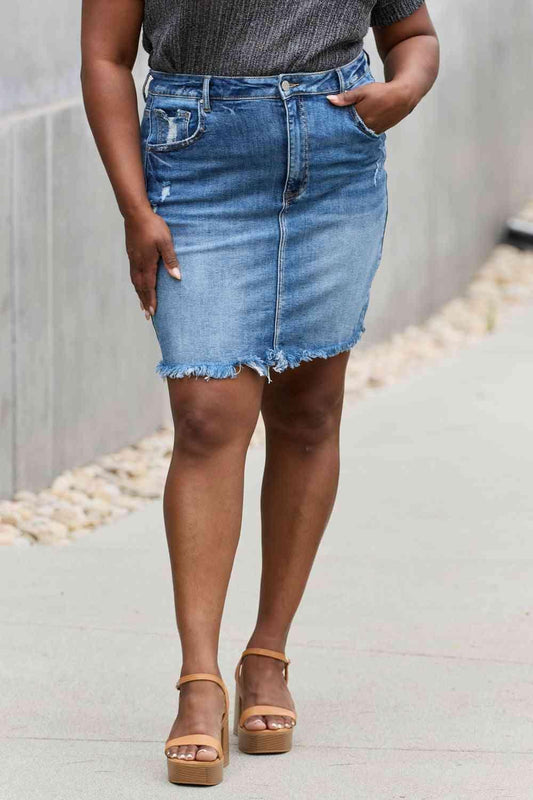 RISEN Amelia Full Size Denim Mini Skirt.