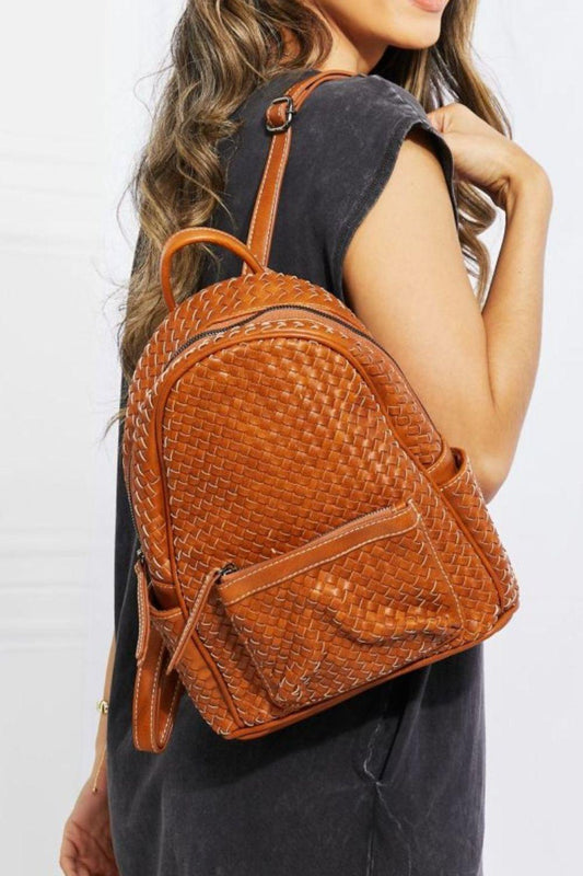 SHOMICO Certainly Chic Faux Leather Woven Backpack - SHANKARA CHÉRIE