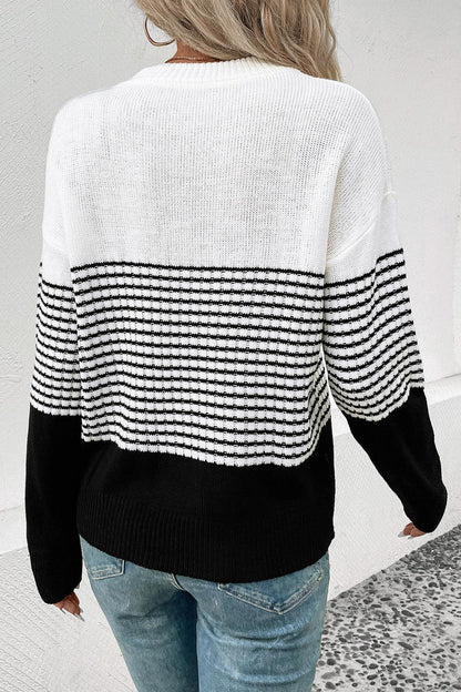 Striped Drop Shoulder Sweater - SHANKARA CHÉRIE