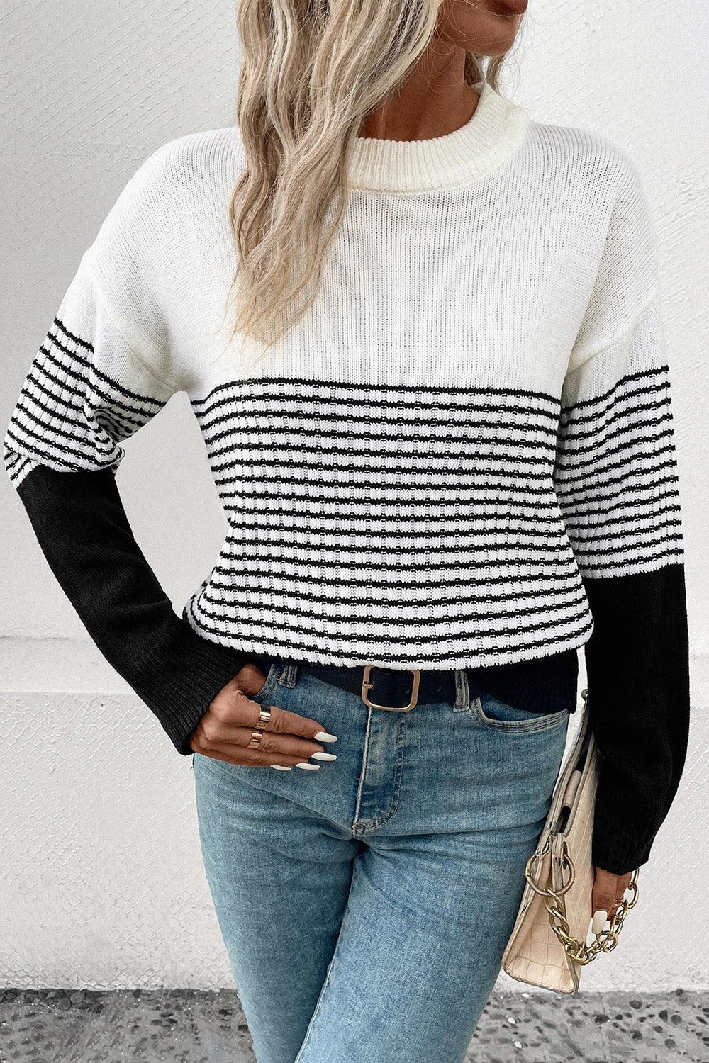 Striped Drop Shoulder Sweater - SHANKARA CHÉRIE