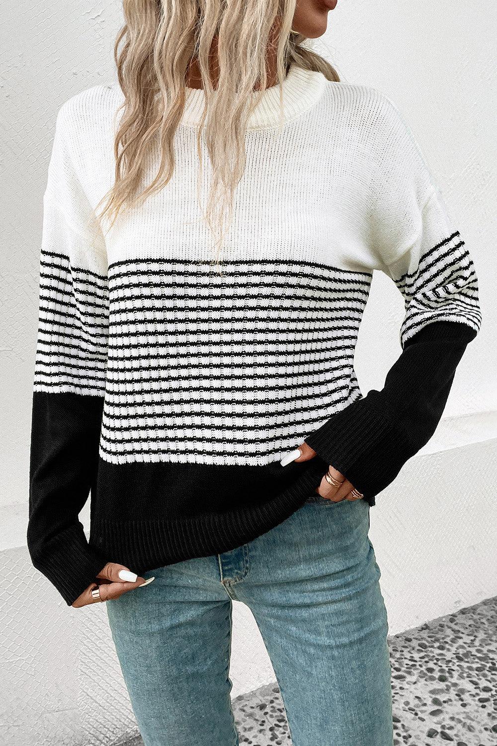 Striped Drop Shoulder Sweater - SHANKARA CHÉRIE