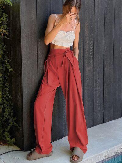 Tied High Waist Wide Leg Pants - SHANKARA CHÉRIE