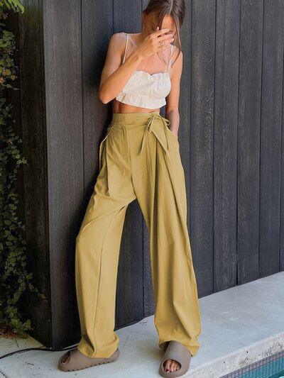 Tied High Waist Wide Leg Pants - SHANKARA CHÉRIE